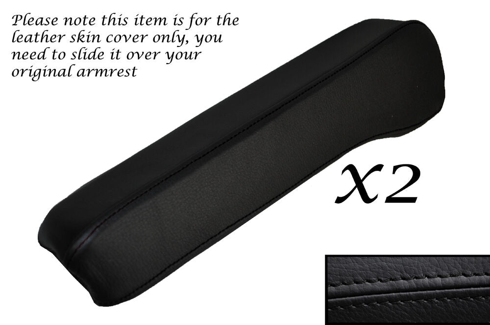 BLACK STITCH 2X FRONT SEAT ARMRESTS LEATHER SKIN COVERS FITS AUDI A8 1994-2002