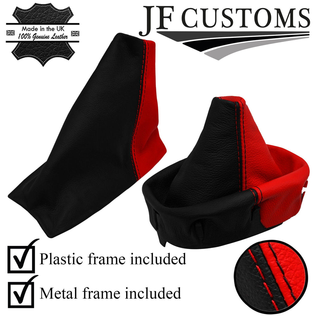 RED & BLACK ITALIAN LEATHER GEAR+HANDBRAKE + FRAMES FOR CORVETTE C5 97-04