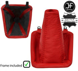 RED LEATHER MANUAL GEAR GAITER+PLASTIC FRAME FOR TOYOTA SUPRA MK3 86-93