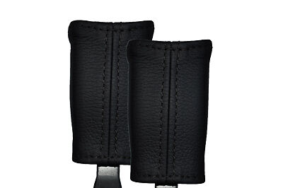BLACK  STITCH 2X SEAT BELT STALK LEATHER SKIN COVERS FITS NISSAN FIGARO
