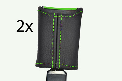 green stitch FITS CITROEN SAXO 96-04  FRONT SEAT BELT STALK LEATHER COVERS
