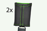 green stitch FITS CITROEN SAXO 96-04  FRONT SEAT BELT STALK LEATHER COVERS