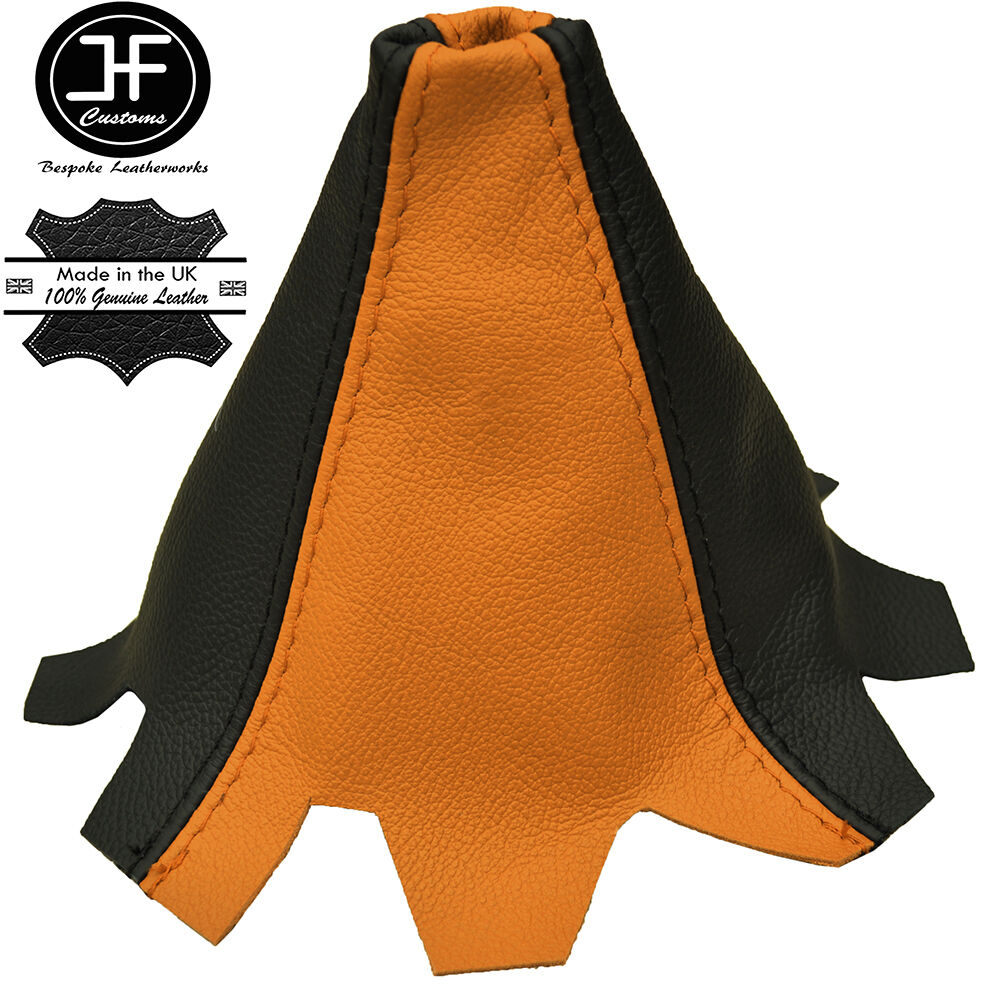 ORANGE BLACK LEATHER MANUAL GAITER FOR VW T5 TRANSPORTER MULTIVAN 2003-2010