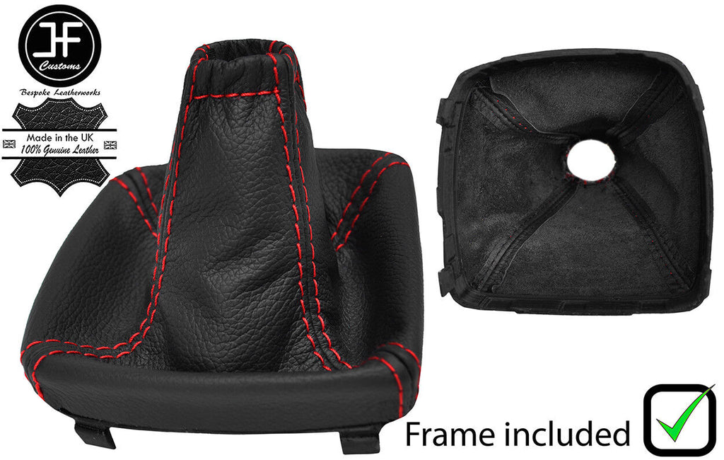 RED STITCH REAL LEATHER GEAR GAITER+PLASTIC FRAME FOR FORD S MAX S-MAX 06-14