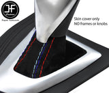 BLACK & TRI SUEDE STITCH AUTOMATIC GEAR GAITER FOR BMW 2 SERIES F22 F23 2013-19