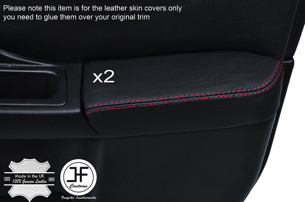 RED STCH 2X FRONT DOOR ARMREST LEATHER COVER FOR SUBARU IMPREZA WRX STI 01-04