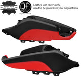 BLACK & RED CENTRE CONSOLE TRIM REAL LEATHER COVERS FITS AUDI TT MK2 06-14