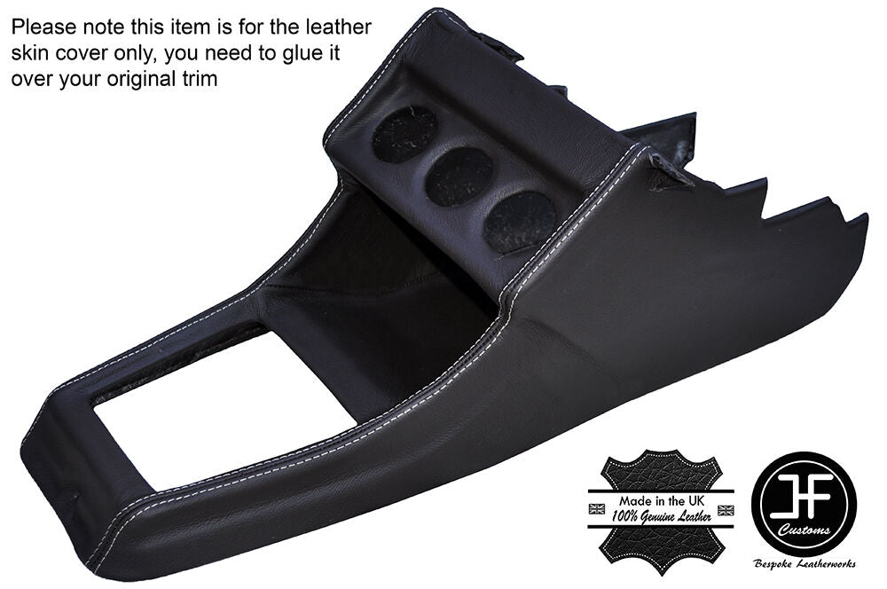 BROWN LEATHER BEIGE STITCH CENTRE CONSOLE COVER FITS VW GOLF MK1 JETTA CABRIO