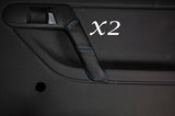 BLUE STITCH 2X REAR DOOR HANDLE SKIN COVERS FITS VW POLO MK5 6N2 1998-2001