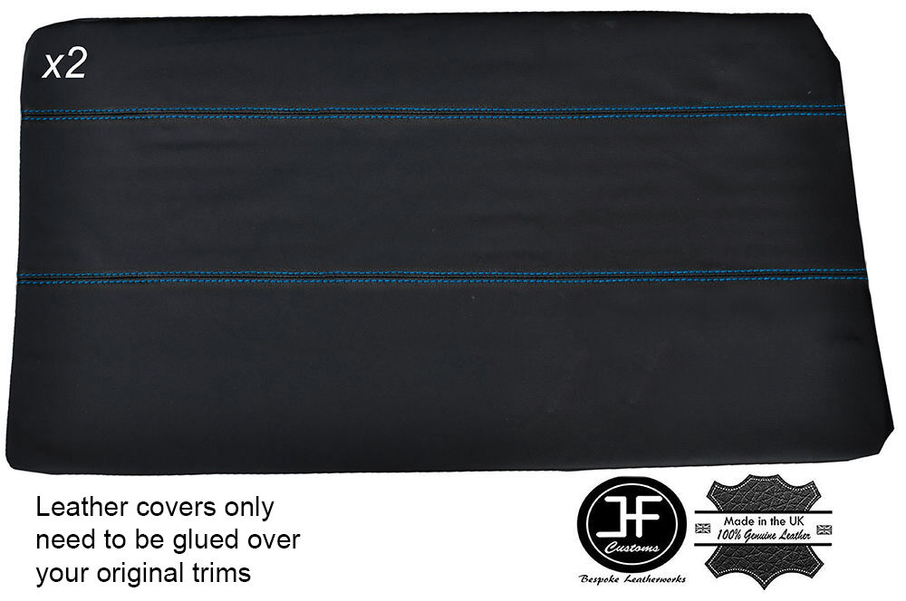 BLUE STITCH 2X FRONT FULL DOOR CARD LEATHER COVER FITS BMW E10 2002 1802 Tii
