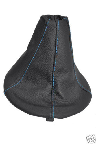FITS FIAT PANDA 03+ GEAR SHIFT GAITER LEATHER L BLUE STITCH CUSTOM NEW