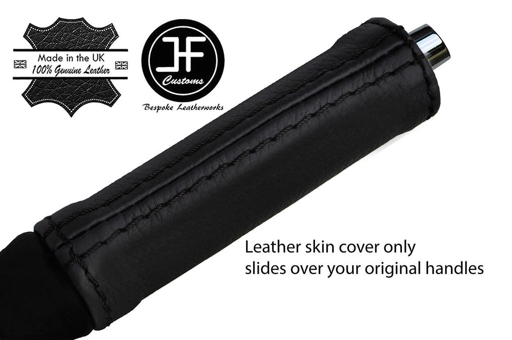 BLACK STITCH TOP GRAIN LEATHER HANDBRAKE HANDLE COVER FITS FORD MUSTANG 15-17