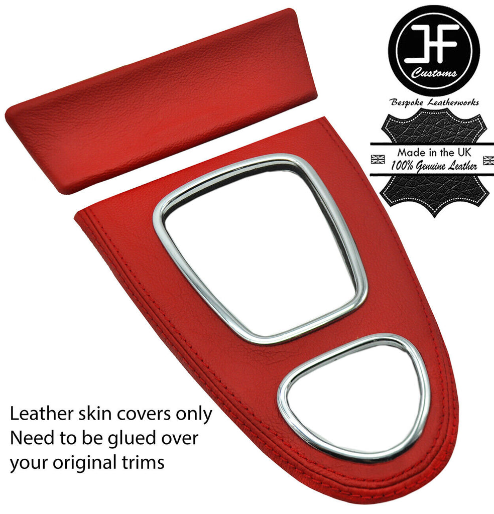 RED REAL LEATHER GEAR SURROUND ASHTRAY TRIM COVERS FOR JAGUAR S-TYPE 99-08