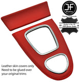 RED REAL LEATHER GEAR SURROUND ASHTRAY TRIM COVERS FOR JAGUAR S-TYPE 99-08