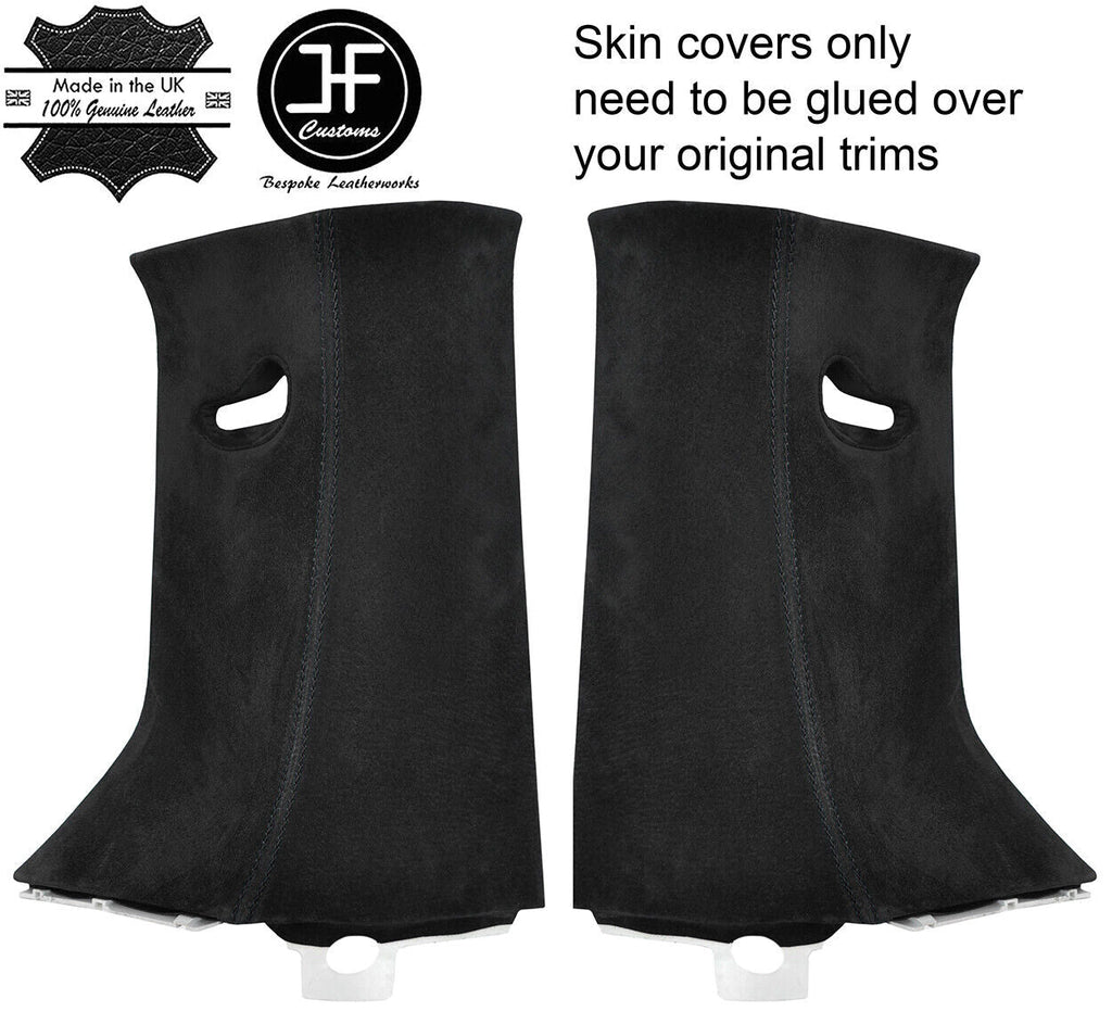 BLACK STITCH 2X UPPER D PILLAR SUEDE COVERS FOR LAND ROVER DISCOVERY 4 09-16