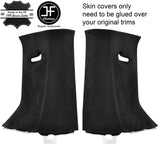 BLACK STITCH 2X UPPER D PILLAR SUEDE COVERS FOR LAND ROVER DISCOVERY 4 09-16