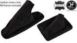 RED & TRI STITCH FOR BMW 3 SERIES E46 99-05 AUTOMATIC GEAR-HANDBRAKE SET SUEDE