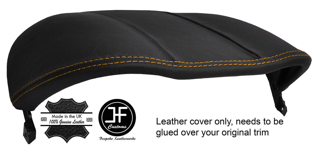 YELLOW STITCH BINNACLE SPEEDO HOOD REAL LEATHER COVER FITS JAGUAR F TYPE 2012-17