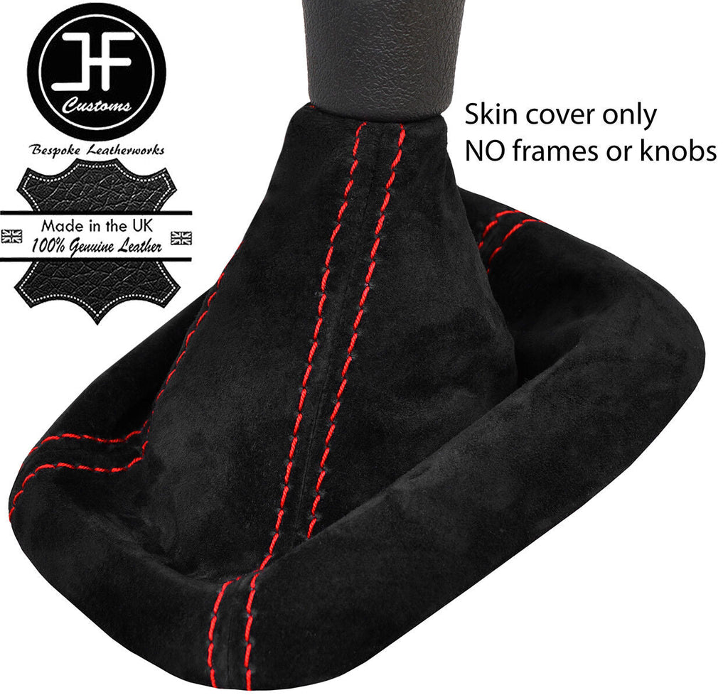 RED STITCH REAL SUEDE MANUAL GEAR GAITER FITS VOLVO S40 V40 1999-2004 CUSTOM NEW
