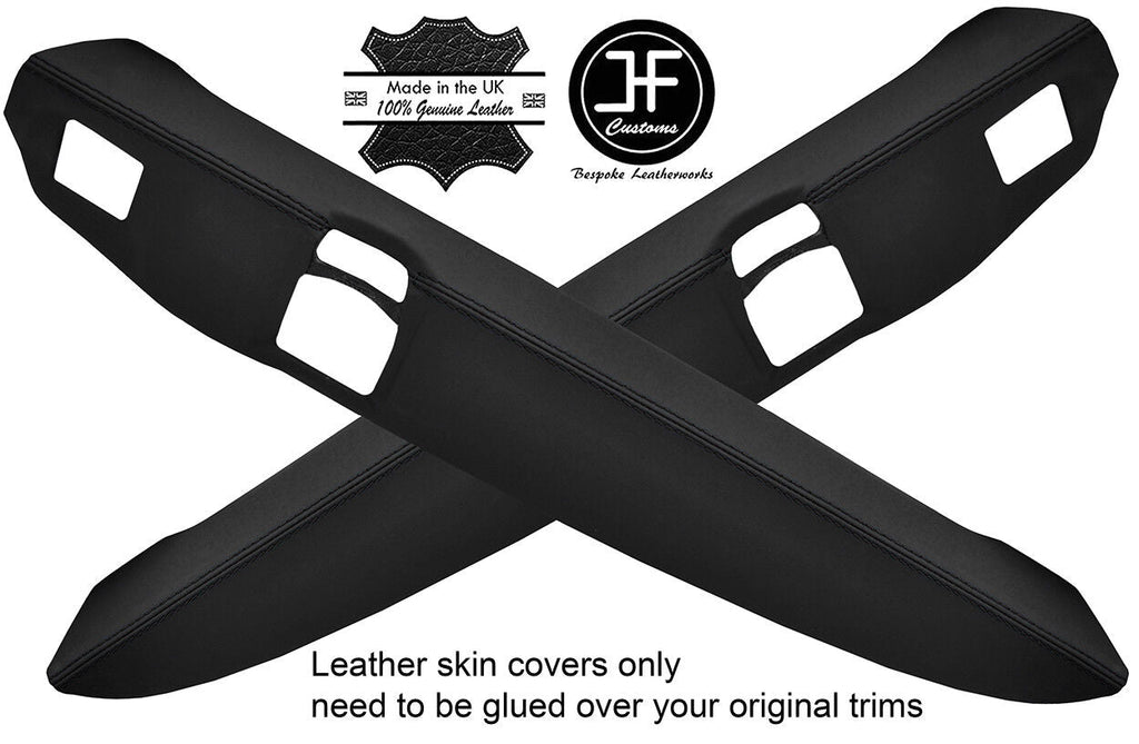 BLACK STITCH 2X FRONT DOOR ARMREST NAPPA LEATHER COVERS FITS AUDI TT MK2 06-14