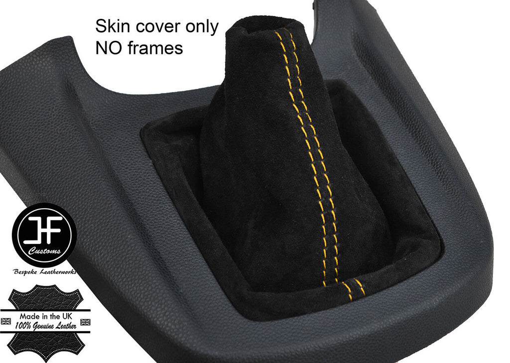 YELLOW STITCHING GENUINE SUEDE MANUAL GEAR GAITER FITS FORD FIESTA MK7 2008-2013
