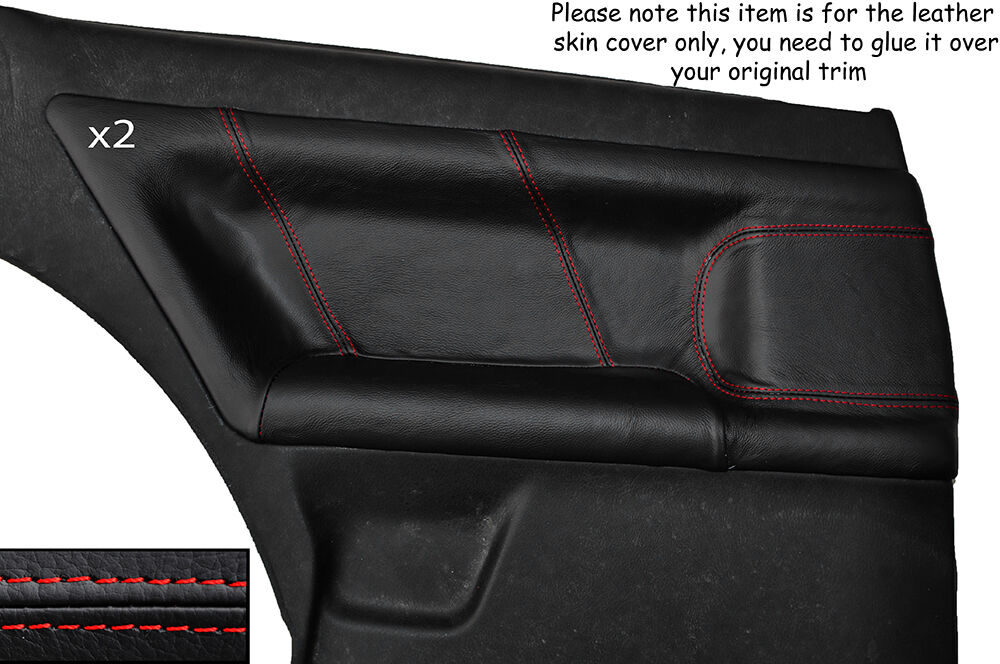 RED STITCH 2X REAR DOOR CARD TRIM SKIN COVER FITS AUDI TT COUPE 1998-2006