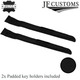 BLACK STITCH PERFORATED LEATHER 2X CAR KEY HOLDER FOR VW T6 TRANSPORTER