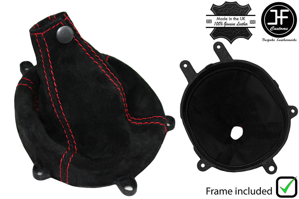 RED STITCH SUEDE GEAR 6SPEED GAITER+FRAME FOR MITSUBISHI LANCER EVO 7 8 9