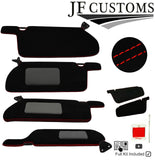 RED CROSS STITCH SUEDE 2X SUN VISOR COVERS FOR NISSAN SKYLINE R33 GTR GT-T 93-98