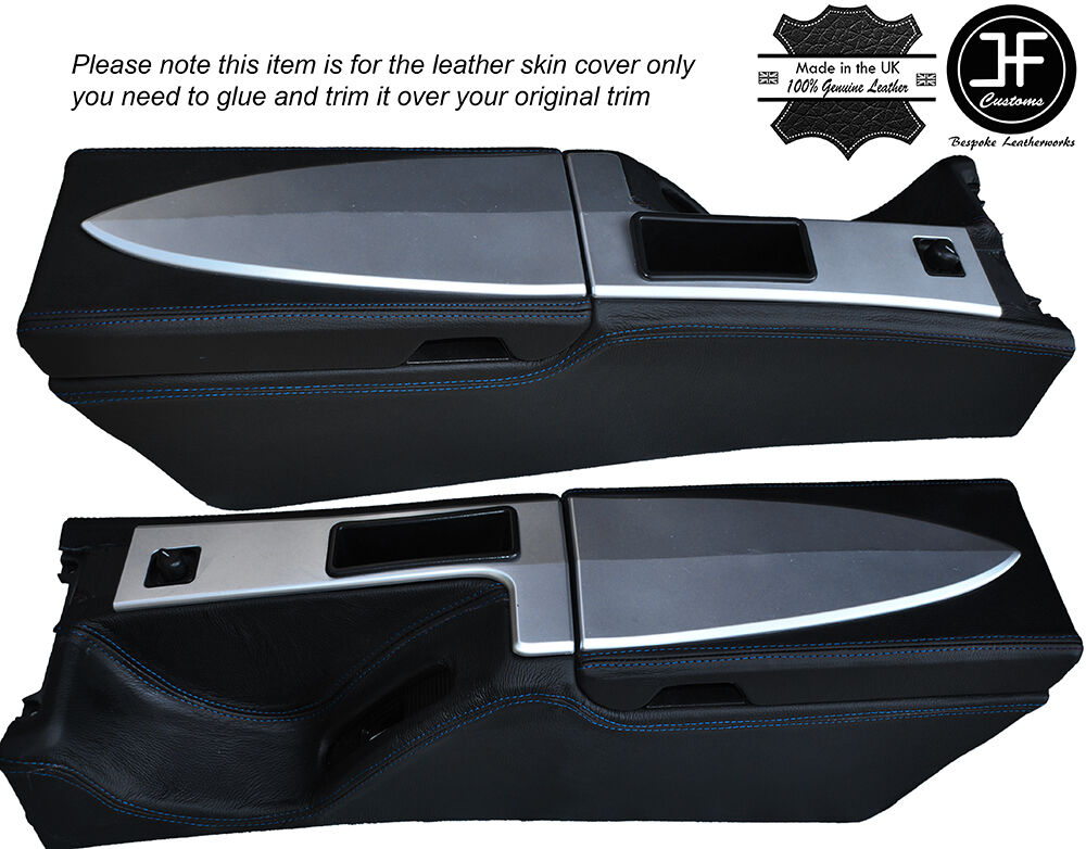BLUE STITCH CONSOLE & ARMREST LEATHER COVERS FITS CHRYSLER CROSSFIRE 2003-2008
