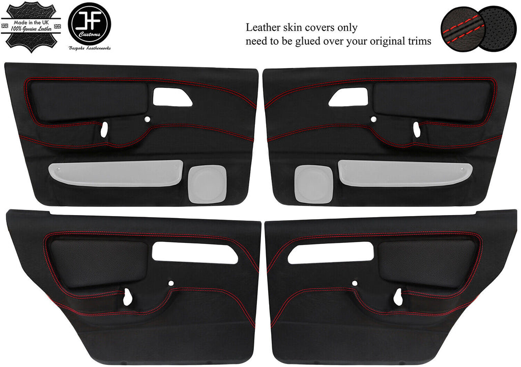 RED STITCH 4X DOOR CARD KIT LEATHER COVERS FOR FORD SIERRA RS COSWORTH JF1