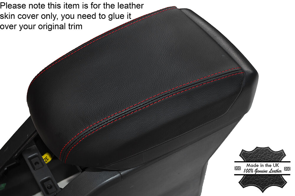 RED STITCHING LEATHER ARMREST SKIN COVER FITS VAUXHALL OPEL ANTARA 2006-2010