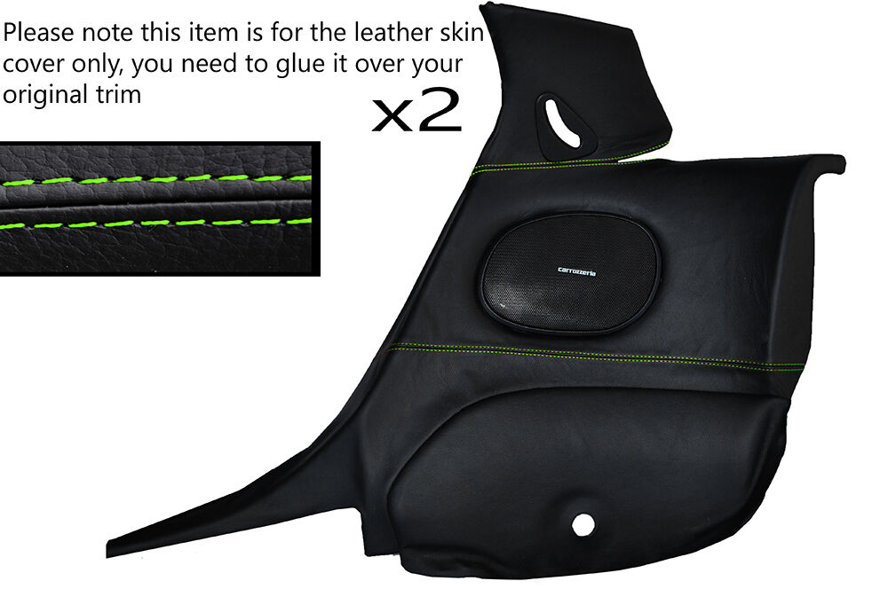 GREEN STITCH 2X REAR DOOR CARDS LEATHER SKIN COVERS FITS MAZDA RX7 FD3S 92-02