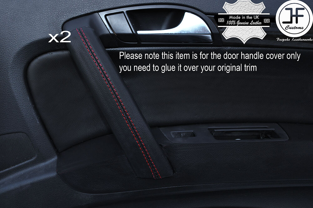 RED STITCH 2X REAR DOOR HANDLE TRIM LEATHER COVERS FITS AUDI Q7 4L 2006-2015