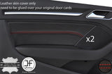 RED STITCH 2X FRONT DOOR CARD TRIM LEATHER COVERS FOR AUDI A3 8V 13-18 3 DOOR