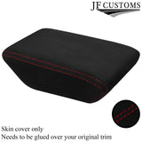 DARK RED STITCH SUEDE ARMREST LID COVER FITS VW POLO 2017-2022 CUSTOM NEW