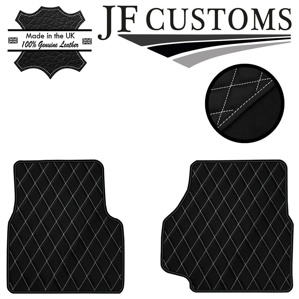 WHITE DIAMOND STITCH VINYL 2X TAILORED FLOOR MAT CARPETS FOR DEFENDER 90 110