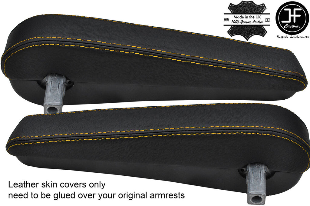 YELLOW STITCH 2X ARMREST SKIN COVERS FITS MERCEDES V CLASS VITO W638 1996-2003