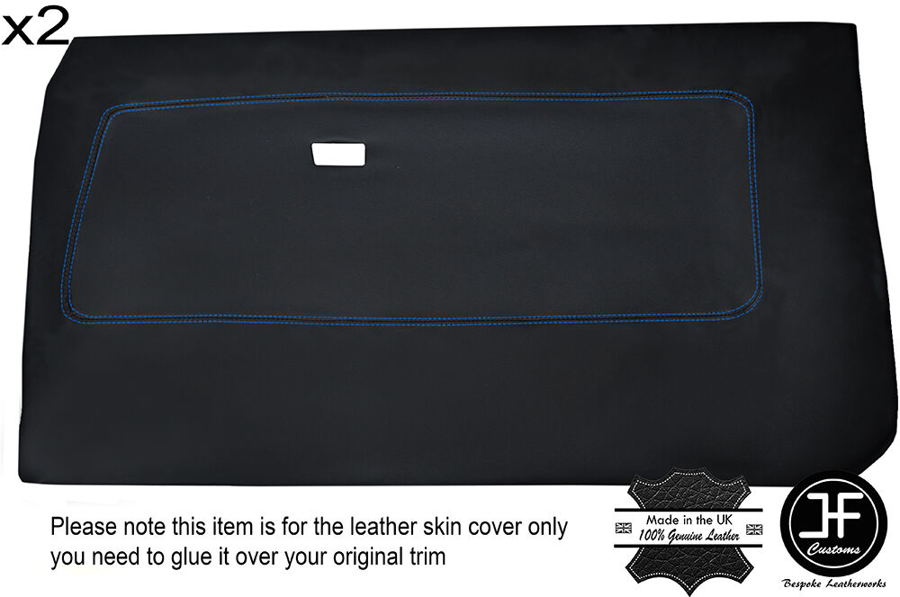 BLUE STITCHING 2X FRONT DOOR CARD LEATHER COVERS FITS BMW 3 SERIES E21 75-84