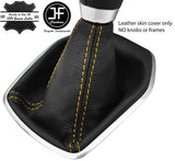 YELLOW STITCH TOP GRAIN LEATHER MANUAL GEAR GAITER FOR FORD FIESTA MK9 2013-2017