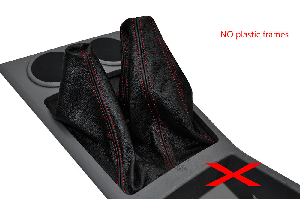 RED STITCHING MANUAL LEATHER GEAR GAITER FITS FORD RANGER 4WD 4X4  06-11