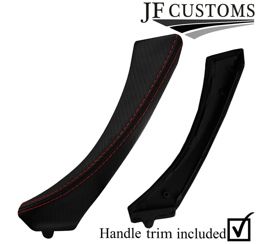 D RED STITCH CARBON 1X FRONT DOOR HANDLE TRIM+COVER FOR BMW E90 E91 E92 E93
