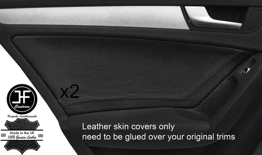 BLACK TOP GRAIN LEATHER 2X REAR DOOR CARD COVERS FITS AUDI A4 B8 2008-2015