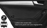 BLACK TOP GRAIN LEATHER 2X REAR DOOR CARD COVERS FITS AUDI A4 B8 2008-2015