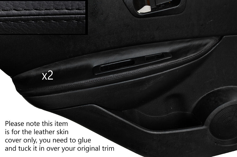 BLACK STITCHING 2X REAR DOOR ARMREST SKIN COVERS FITS NISSAN QASHQAI 07-13