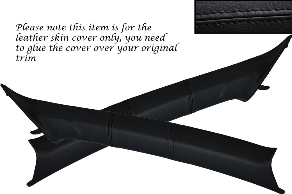 BLACK STITCH 2X A PILLAR COVERS FITS MITSUBISHI EVO 7 8 9 VII VIII IX CUSTOM NEW