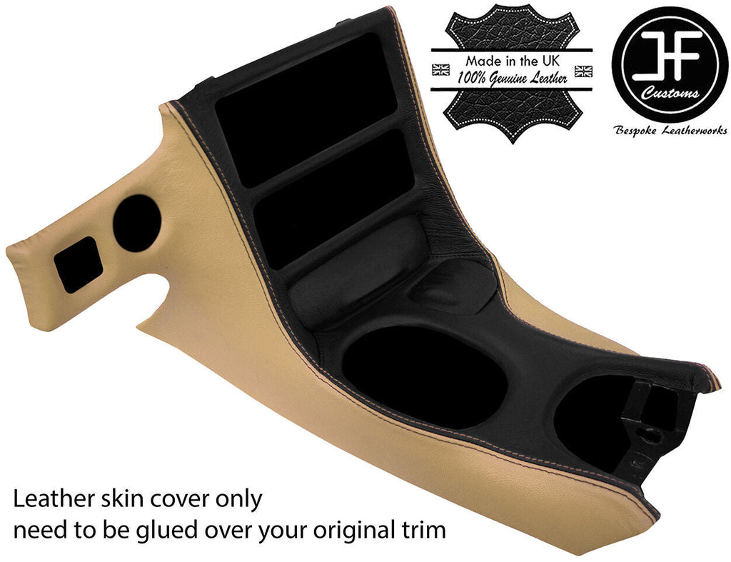BLACK & OAK  LEATHER CONSOLE SHIFT BEZEL SURROUND COVER FOR CORVETTE C5 97-04