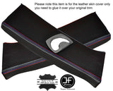 BLACK LEATHER TRI STITCH 2X UPPER B PILLAR COVERS FITS BMW E90 E91 05-12