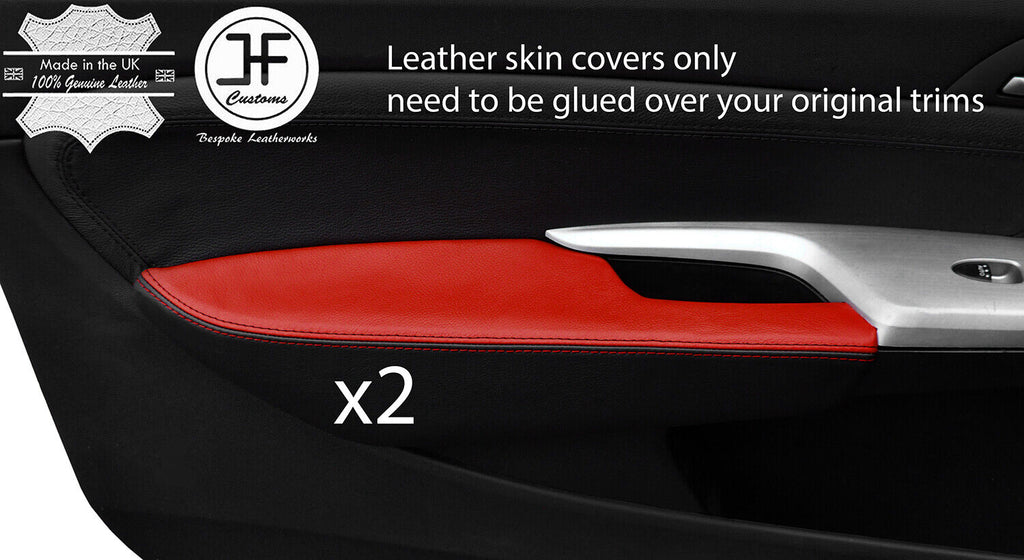 BLACK & RED 2X DOOR ARMREST LEATHER COVERS FOR HONDA CIVIC TYPE R 06-12 3DOOR