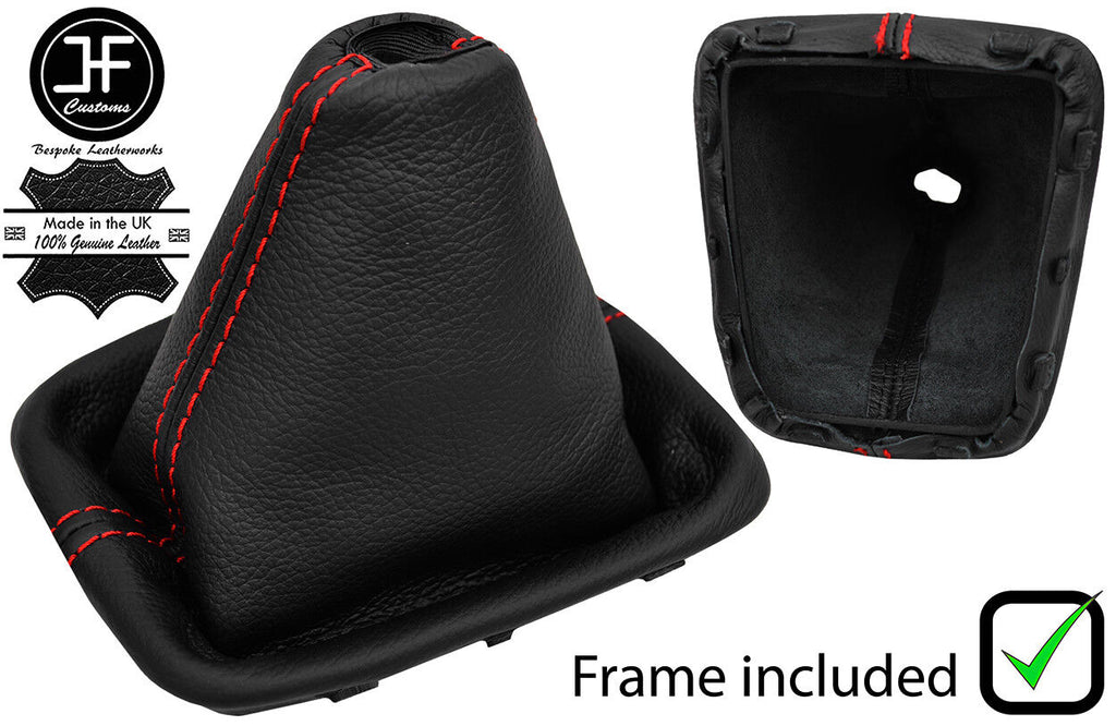 RED STITCHING LEATHER GEAR GAITER + PLASTIC FRAME FITS PEUGEOT 3008 09-16